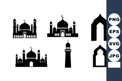 Islamic mosque architecture silhouette vector with minarets Product Image 1