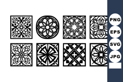 Ornate black and white vintage ornamental square and round p Product Image 1