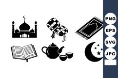 Islamic religious symbols vector with mosque, prayer mat, Q Product Image 1