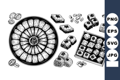 Assorted chocolate pralines and truffles arranged on round a Product Image 1