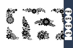 Floral decorative corner and border vector elements with int Product Image 1