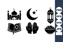 Islamic religious symbols and icons with mosque crescent lan Product Image 1