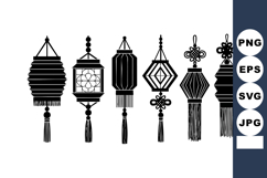 Chinese traditional lanterns vector with various shapes and Product Image 1