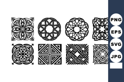 Ornate black and white geometric tile patterns vector with Product Image 1