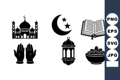 Islamic religious symbols vector with mosque crescent stars Product Image 1