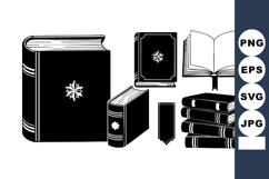 Vintage styled black books with star emblem vector collectio Product Image 1