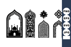 Islamic decorative window arches with floral and geometric p Product Image 1