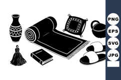 Traditional home accessories with rug, pillow, slippers, vas Product Image 1