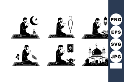 Muslim man praying in various Islamic worship acts including Product Image 1