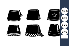 Fez hat vector with tassels and decorative patterns black s Product Image 1