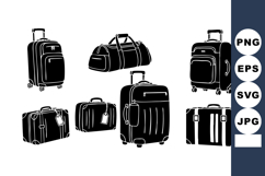 Various black silhouette travel luggage bags trolley suitcas Product Image 1