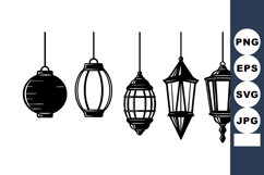 Traditional hanging lanterns vector with various shapes and Product Image 1