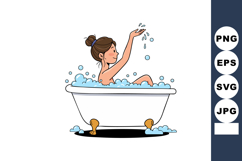 Woman relaxing in bubble bath enjoying water splash in class Product Image 1