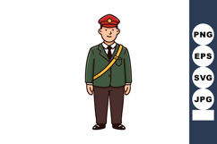 Male character in green uniform with red cap and yellow shou Product Image 1