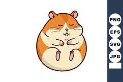 Cute sleeping hamster cartoon vector illustration with orang Product Image 1