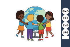 Children embracing globe together promoting unity and global Product Image 1