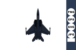 Military fighter jet top view vector illustration in dark bl Product Image 1