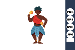 African tribal man dancing with maracas wearing traditional Product Image 1