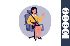 Woman Wearing Seatbelt Sitting in Car Seat Vector Illustrati Product Image 1
