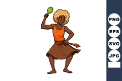 Afro woman dancing with maraca in orange top and brown skirt Product Image 1