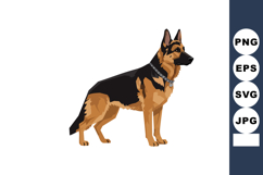 German Shepherd Dog Standing Side View Vector Illustration w Product Image 1