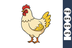 Chicken standing with yellow wings and red comb farm bird il Product Image 1