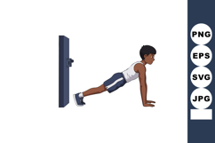Boy doing wall push-up exercise for fitness and strength tra Product Image 1