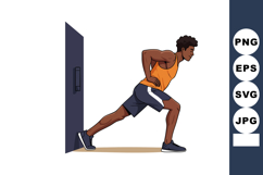Man doing wall calf stretch exercise for fitness and flexibi Product Image 1