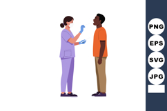 Nurse performing COVID-19 nasal swab test on standing man in Product Image 1