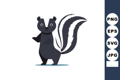 Skunk Animal Cute Black White Wildlife Vector Illustration w Product Image 1