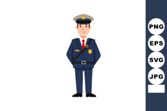 Police officer standing in uniform with cap and badge vector Product Image 1