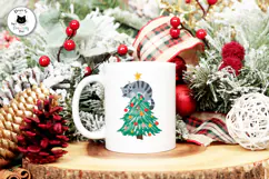 Funny Christmas Tree Cat PNG Clipart Design Product Image 3
