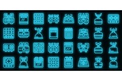Burning gas stove icons set vector neon Product Image 1