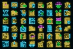 Property investments icons set vector neon Product Image 1
