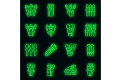 Asparagus icons set vector neon Product Image 1