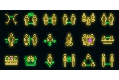 Keep distance icons set vector neon Product Image 1