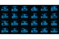 Submarine icons set vector neon Product Image 1