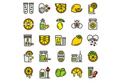 Vitamin c icons set vector flat Product Image 1