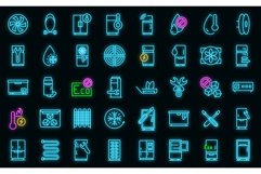 Refrigerator repair icons set vector neon Product Image 1