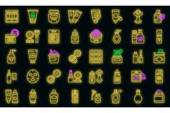Korean cosmetics icon set neon vector Product Image 1