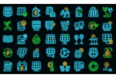 Solar panels icons set vector neon Product Image 1