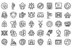 Influencer icons set outline vector. Video subscribe Product Image 1