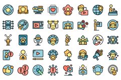 Influencer icons set vector flat Product Image 1