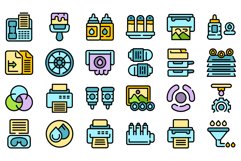 Cartridge filling icons set vector flat Product Image 1