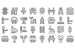 Railway crossing icons set outline vector. Railroad signal Product Image 1