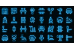 Railway crossing icons set vector neon Product Image 1