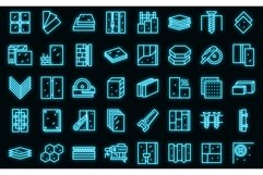 Drywall icons set vector neon Product Image 1