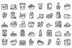 Food substitutes icons set outline vector. Sweetener Product Image 1