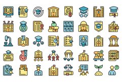 University department icons set vector flat Product Image 1