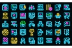 Gameplay icons set vector neon Product Image 1